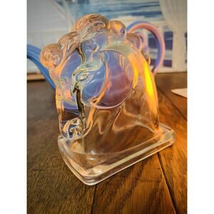 Vintage Art Deco Glass Horse Head Bookend – 1930s Federal Glass Home Decor